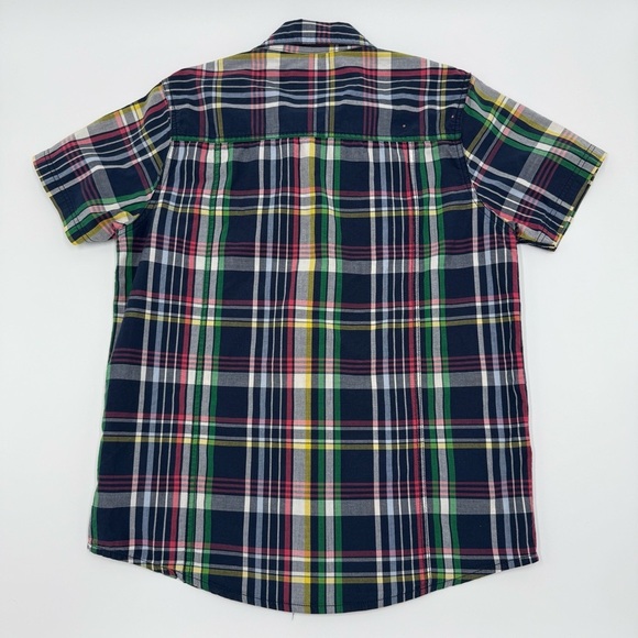 Company 81 Men's Bright Colored Short Sleeve Plaid Shirt Navy Pink Green Medium - Picture 7 of 14